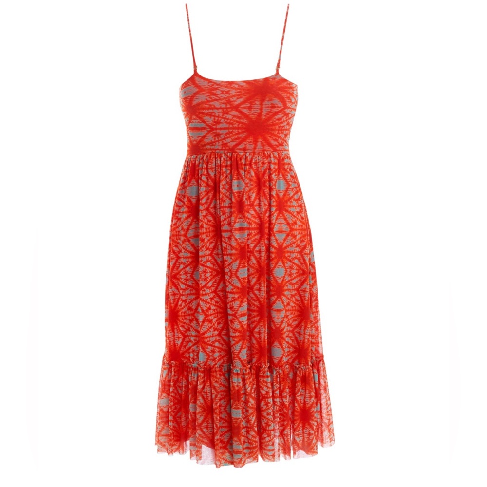 Jean Paul Gaultier Soleil Fuzzi Mesh Coral Tie Dye Dress Size Small